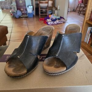Clarks Black Wedge Sandals